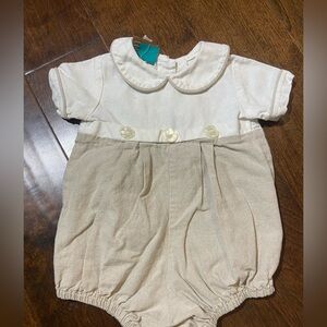 anvy kids baby bubble beige/ivory collared preppy